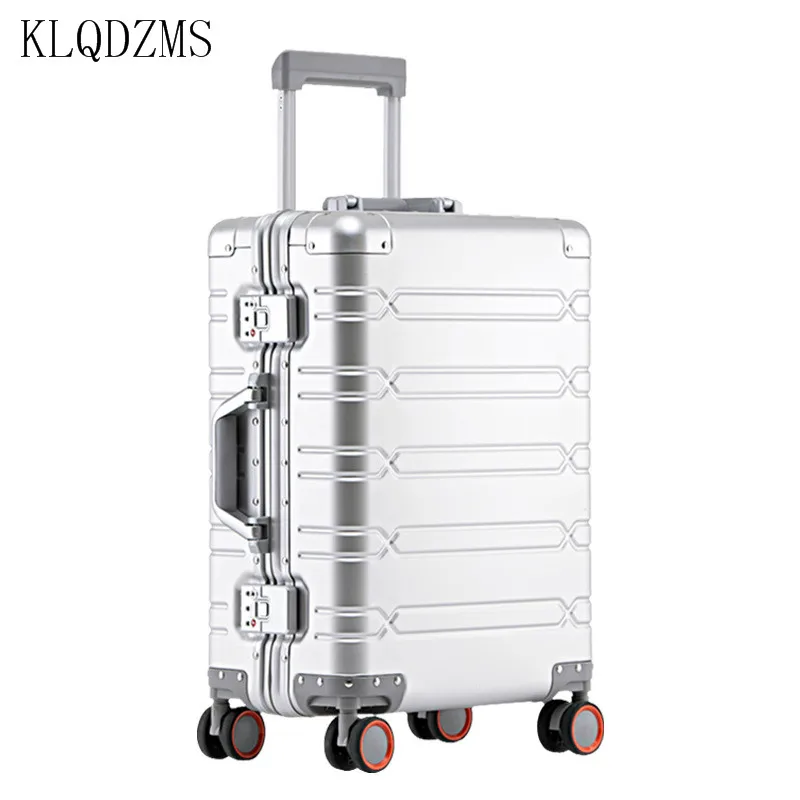 KLQDZMS 20“24”29 Inch High Quality Suitcase On Wheels Business Aluminum Trolley Case Carry-on Luggage Bag Cabin Rolling Luggage