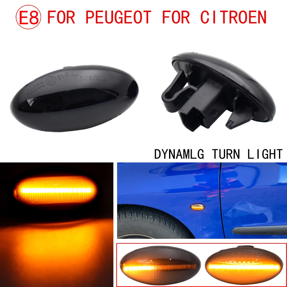 

Flowing Dynamic LED Side Marker Light Repeater Lamp For Peugeot 206 107 307 Expert Citroen Berlingo Xsara Elysee Jumpy C3 C5