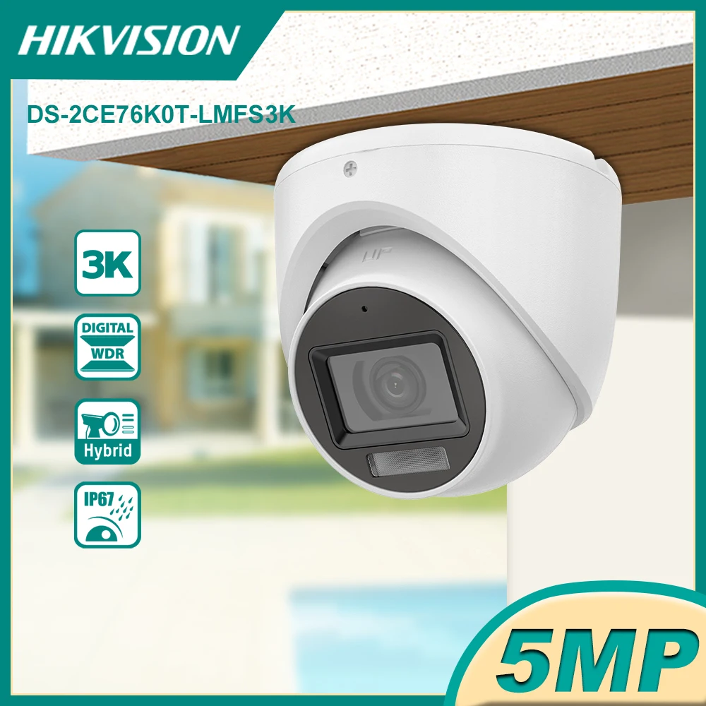 

Камера 4 в 1 Hikvision OEM DS-2CE76K0T-LMFS TVI/AHD/CVI/CVBS, двойная фотокамера, встроенный микрофон, фиксированная револьверная камера