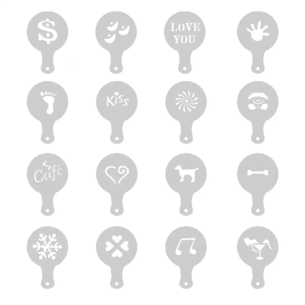 

16Pcs Coffee Decorating Stencils Floral Printing Mould Plastic Cupcake Template Cake Chocolate Spray Mold