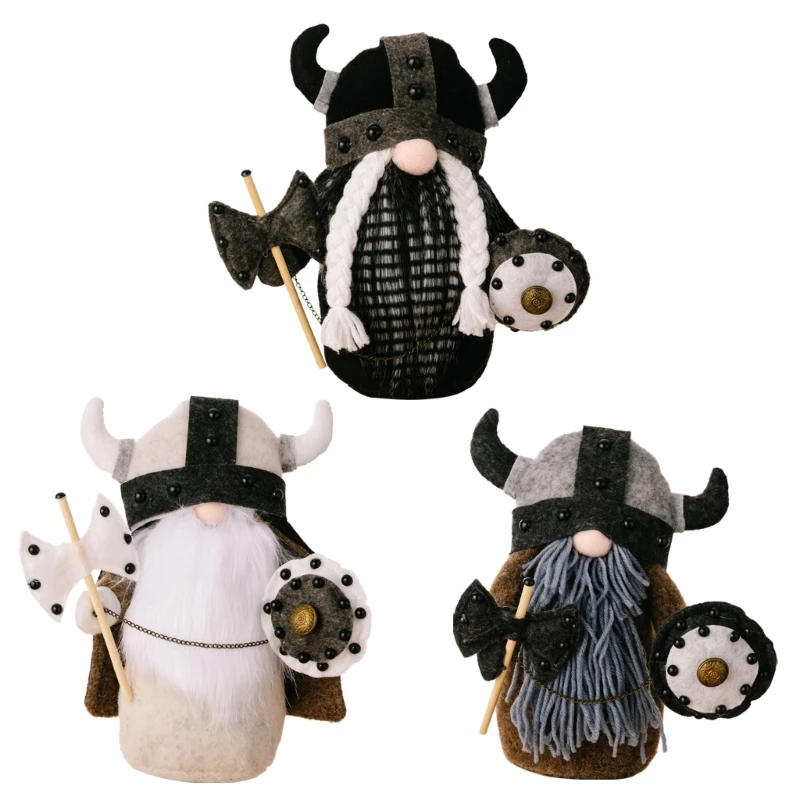 

M5TF Viking Gnome Horn Hat Держит Щит Декоративные ремесла Домашнее хозяйство