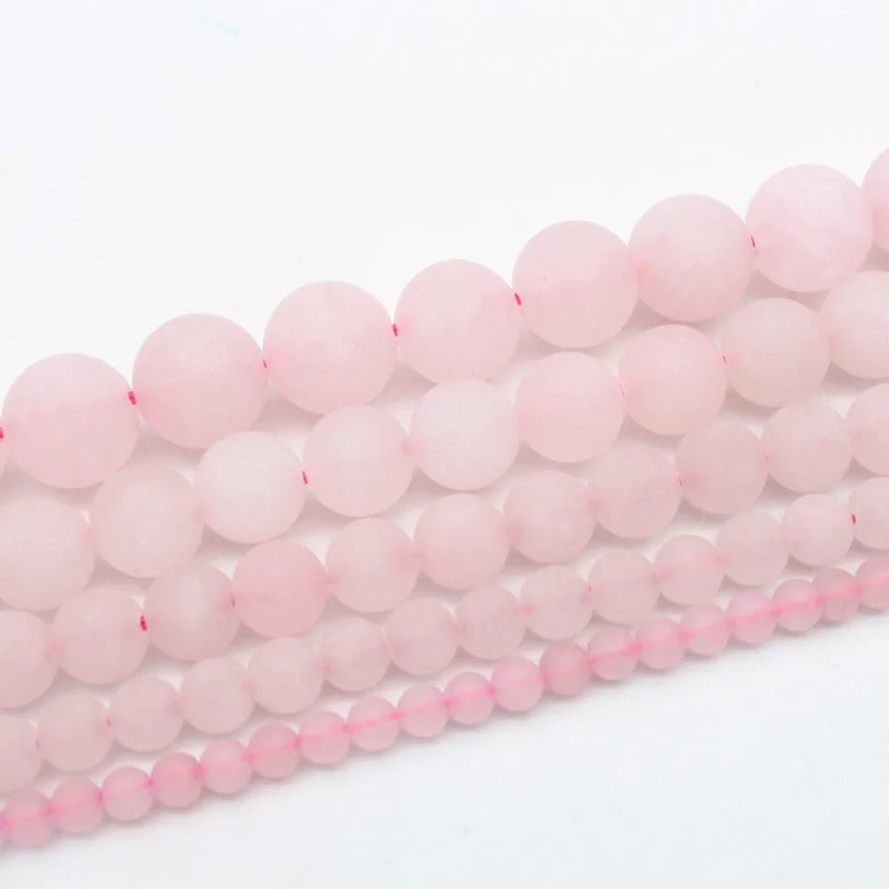 Круглые бусины из натурального розового кварца для изготовления ювелирных