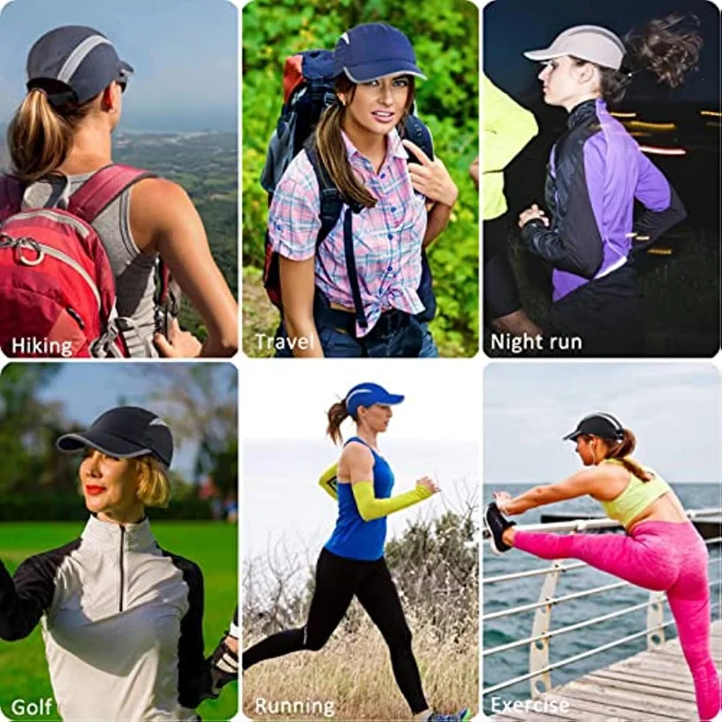【GADIEMKENSD】Unstructured Hats Reflective Brim UPF 50+ Outdoor Caps for Women tennis Cap