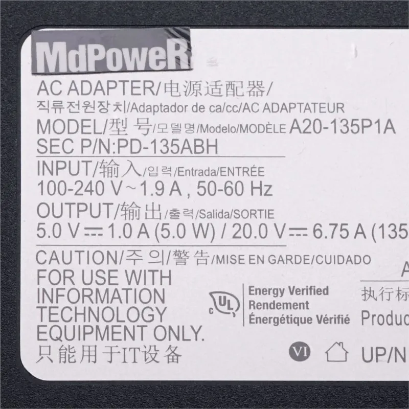 Оригинальный адаптер питания A20-135P1A A21-135P1A 20V 6.75A 135W Type C AC PD-135ABH для ноутбуков SAMSUNG, зарядное устройство A135SP01Q OEM (art.: 3920dca9d7cff) - 3920dca9d7cff