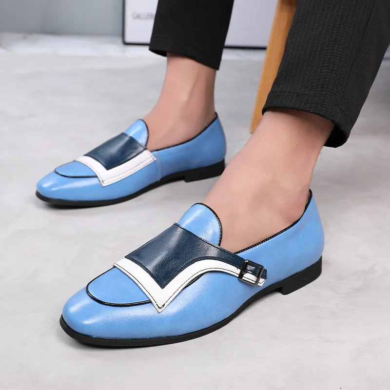

Four Seasons of New Fashion Side Buckle Design Le Fu Shoes Business Formal Office Dress Leather Shoes Large Size P071
