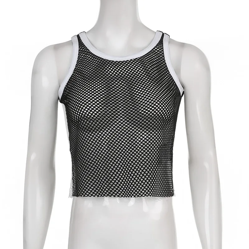 Y2k темная Академия гранж сетчатый топ винтажный Harajuku ажурный просвечивающий