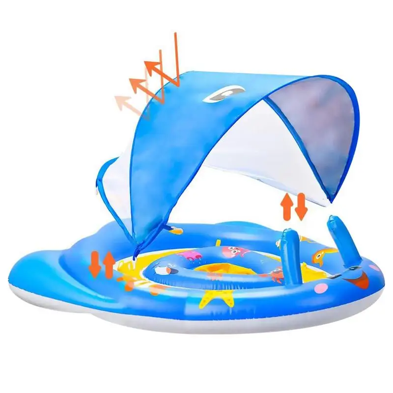 

Toddler Swimming Float Pool Floatie Inflatable Swim Float With Removable Sunblock Canopy Kids Swim Training Floats For Indoor