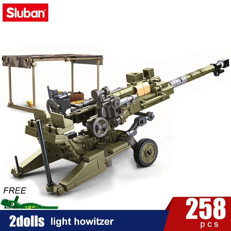 

Конструктор Sluban WW2 армия M777, пистолет светильник лая артиллерия, Современная война, военное оружие, классические аксессуары, модель, Детские...