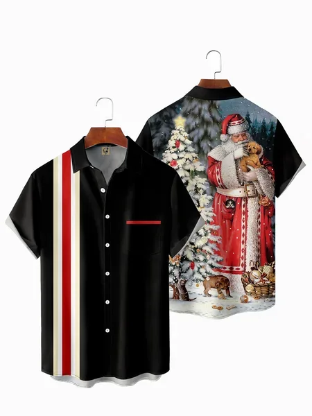 

Men's Back Christmas Casual Breathable Hawaiian Short Sleeve Shirt, Black,men's custom shirt