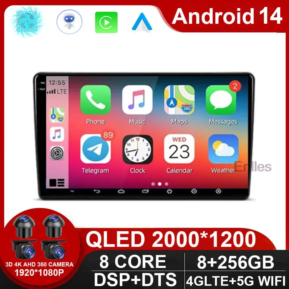 Автомагнитола QLED Android 14 для Citroen Berlingo 2 B9 2008 - 2019 PEUGEOT PG 3008 5008 Partner мультимедийный GPS