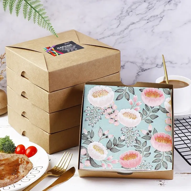 

50Pcs/Bag Floral Printed Dinner Party Napkins Paper 3-ply Disposable Paper for Wedding Cocktail Decoupage Decor Table Supplies