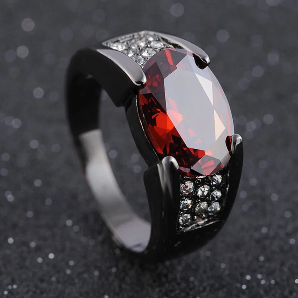 

Fashion Punk Ruby Men's Rings Personality Gothic Black Garnet Teen Jewelry Glamour Men's Hip Hop Accessories Anniversary Gifts