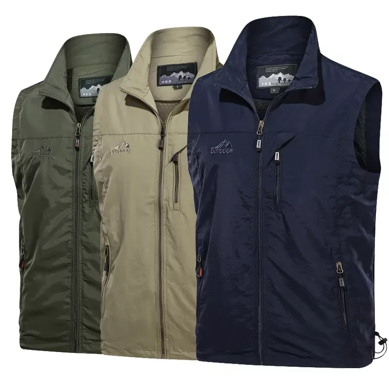 

New2022 Men Solid Vest Classic Waistcoat Male Sleeveless Unloading Solid Coat Work Vest Photographer Tactical Masculino Jacket