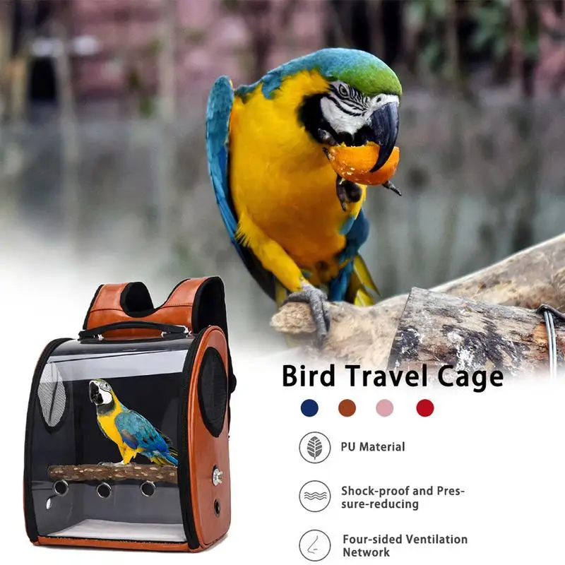 

Pet Parrot Backpack Carrying Cage Cat Dog Outdoor Travel Breathable Carrier Bird Canary Transport Bag Birds Supplies