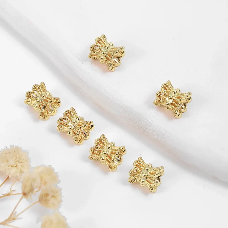 

10PCS 6*6.2mm 14K Gold Plated Brass Spacer Beads Beads Caps Jewelry Making Supplies DIY Bracelet Necklace Findings Accessories