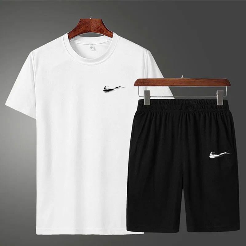 

2022 Summer Brand Fashion Men Clothes Comfortable Breathable Mesh Men's Fitness Sportswear Suit Mens Running Sets Sports Suits