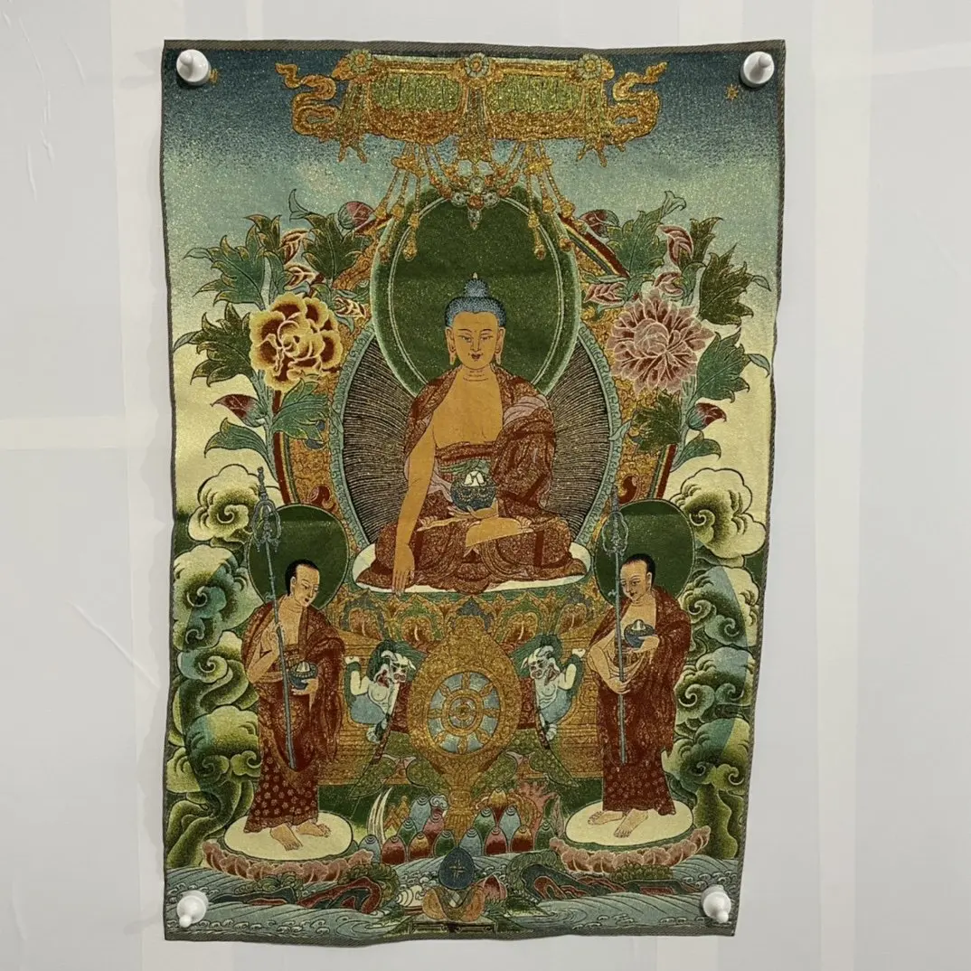 

Thangka Embroidery Tibetan Buddhist Silk Brocade Nepal Sakyamuni Amitabha Buddha Statue Painting Mural Crafts