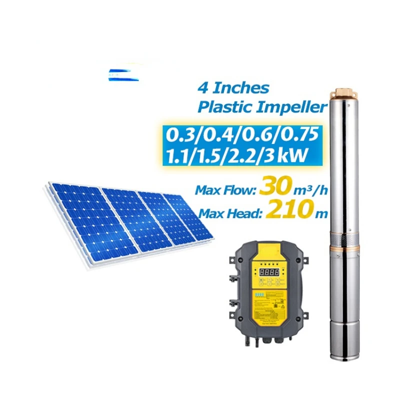 

4 Inches Solar Powered Deep Well Water Pumps DC Submersible Solar Water Pump for Agriculture Irrigation with Solar Panels