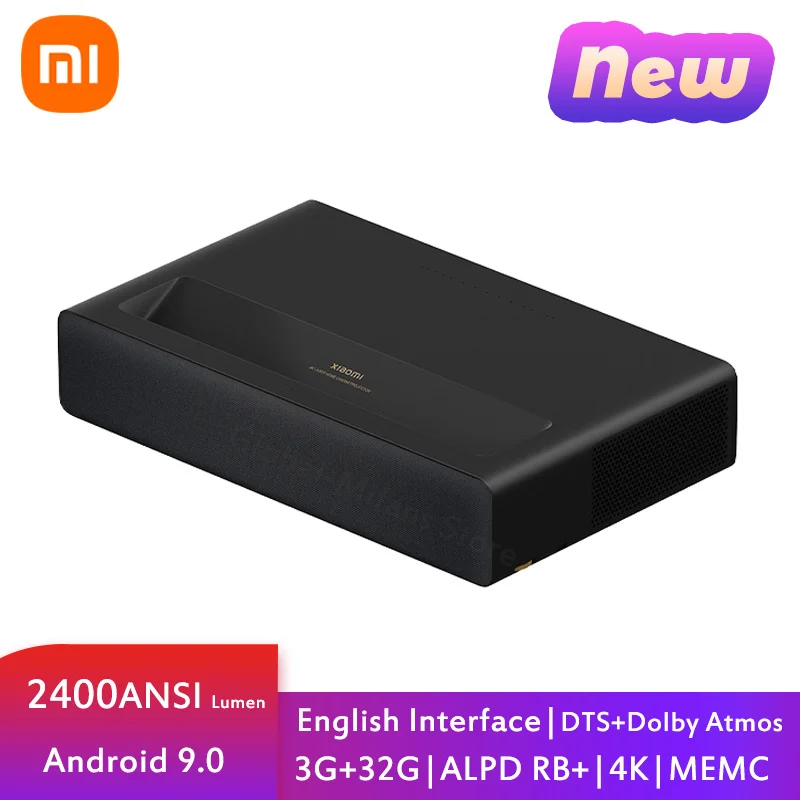 

New xiaomi mijia 4k laser cinema 2 projector 2400Ansi lumens hdr10 memc 3g + 32gb android9. 0 home theater dolby atmos audio