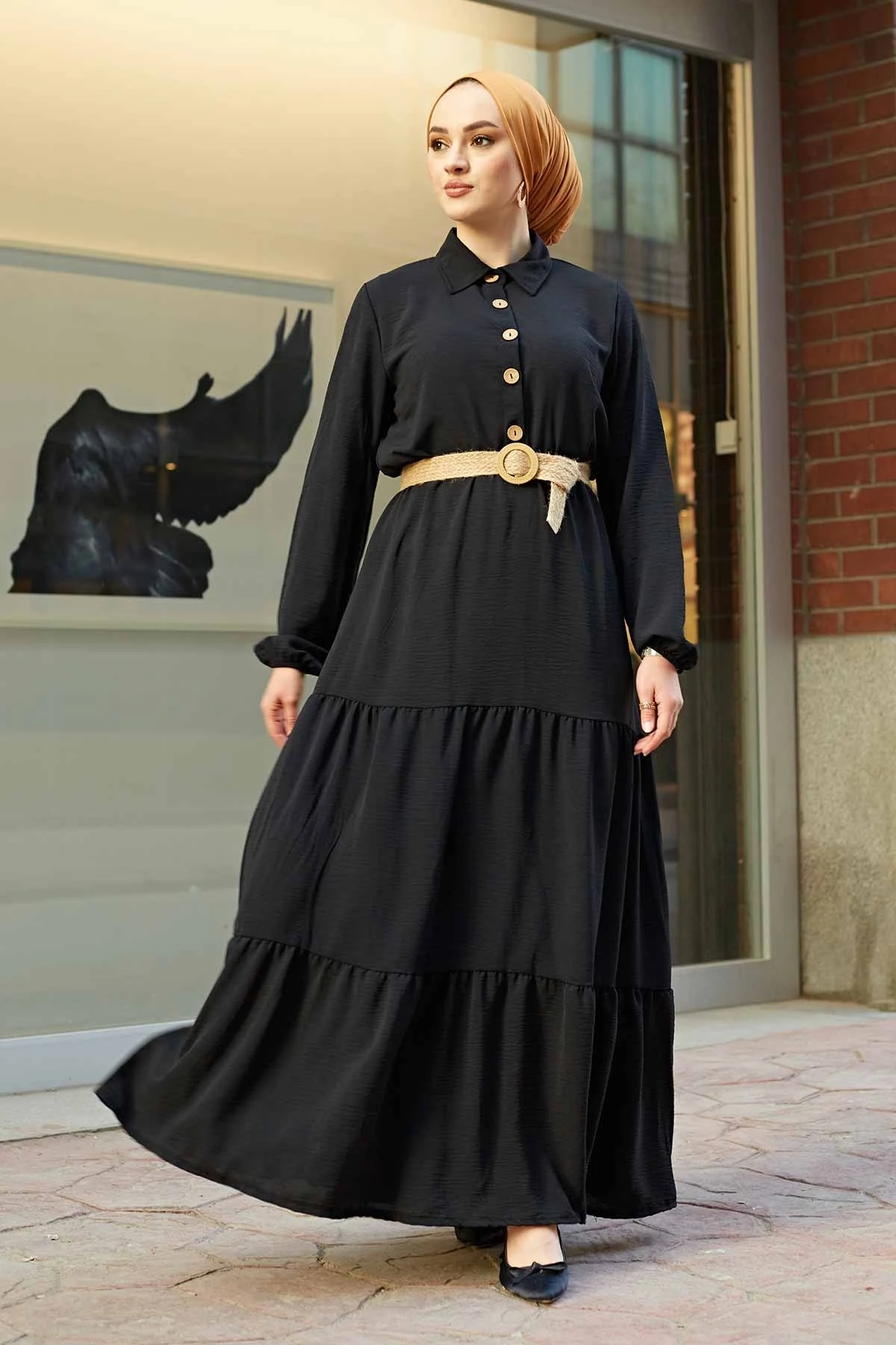 Соломенное платье Kemerli для аэробина SB-черное осенне-зимнее 2021 стандартное головное платье, мусульманская индейка