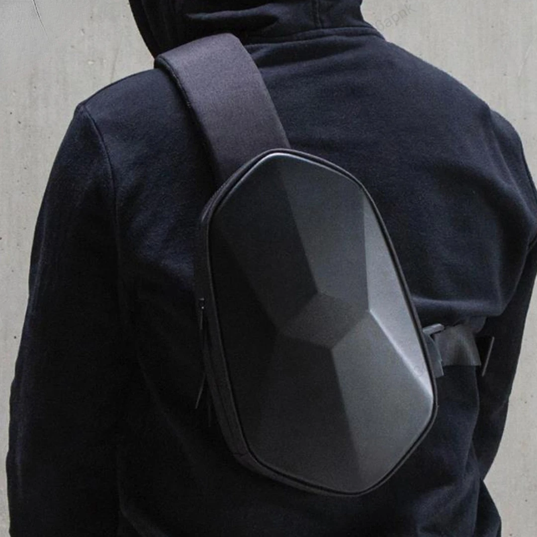 

youpin BEABORN Polyhedron Chest Bag PU Rugged Anti-Bumper Portable USB Shoulder Bag Backpack Bag Side Pack