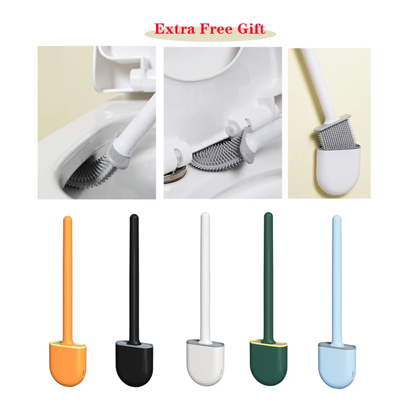 

Набор аксессуаров для ванной комнаты, набор для очистки унитаза, силиконовые настенные щетки для ванной, чистящие инструменты с держателем, щетка для туалета