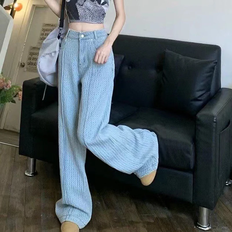 2023 YUDX Woman Fashion Streetwear Light blue jeans Female Y2k Denim Trousers Harajuku New Casual High Waist Pants Jeans