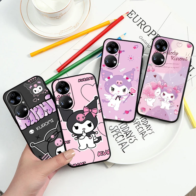 

Kuromi Cartoon Cute For Huawei P60 P50 P40 P30 P20 P10 Pro Lite P Smart Z 2021 2019 4G 5G Silicone Soft Black Phone Case Fundas