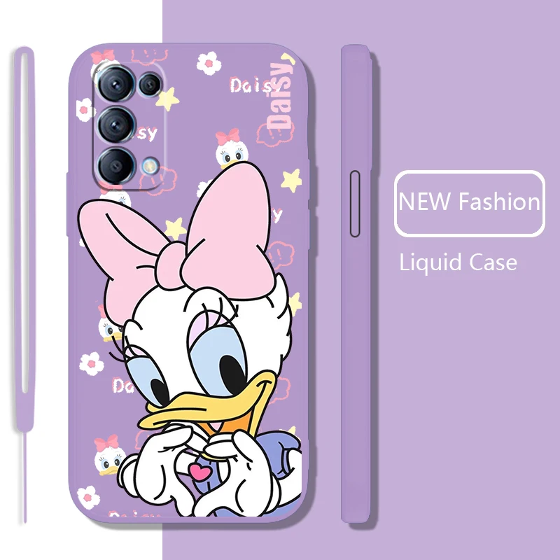 

Donald Duck Love Days Phone Case For OPPO Find X5 X3 X2 neo Pro Lite A5 A9 2020 A96 4G 5G Liquid Rope Candy Color Cover Fundas