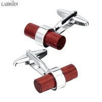 laidojin fashion red cylinder wooden cufflinks for mens french shirt cuff buttons high end cuff links brand accessories jewelry