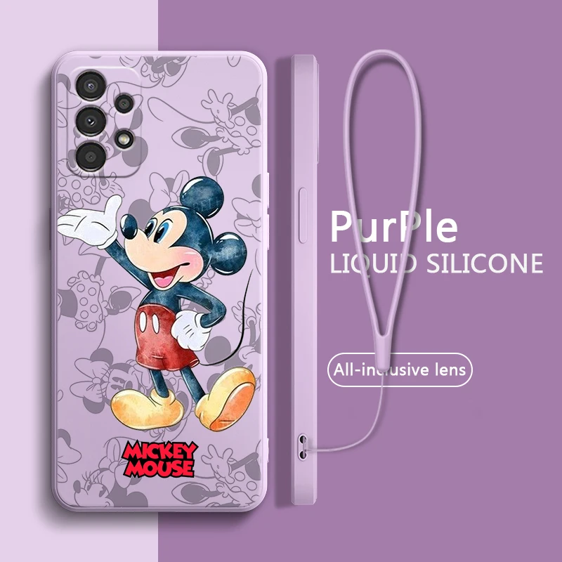 

Mickey Mouse Cute For Samsung A73 A72 A54 A53 A52S A42 A34 A33 A32 A23 A22 A14 A13 A12 Lite Liquid Rope Phone Case