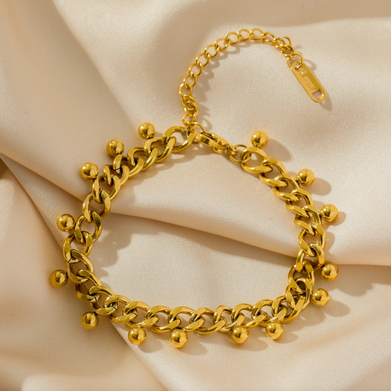 Браслет-звено GANEMLY из нержавеющей стали 316L для женщин модная трендовая цепочка на