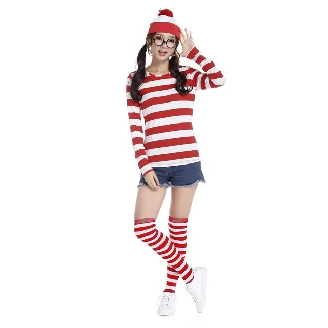 Косплей костюм Где Уолли Венда Венди рождественское нарядное платье с героями