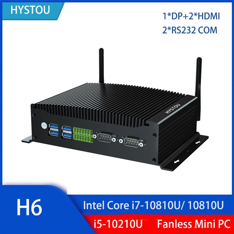 

Fanless Mini PC Intel Core i7 10th Gen i5 2*HDMI DP GPIO RS232 COM DDR4 Win10pro Linux Industrial Rugged Computer Client Server