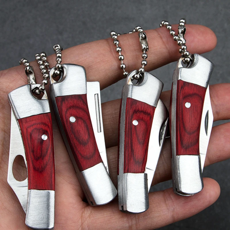 

Mini Knife Outdoor Barbecue Small Straight Knife Fruit Knife Portable Wooden Handle Pocket Knife Collection Knife Camping