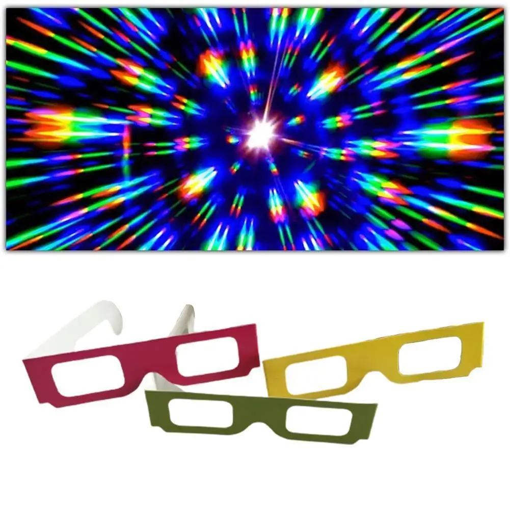 

10Pcs Paper Frame 3D Fireworks Glasses Rainbow Glasses Glasses Light Lamp Bubbles Diffraction Glasses Used Music Festival Acces