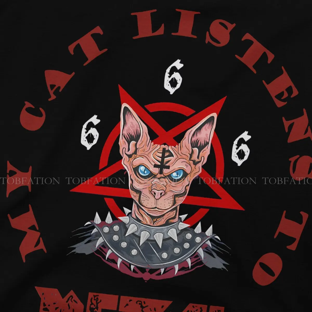 Футболка с круглым вырезом и надписью My Cat Listens to Heavy Metal