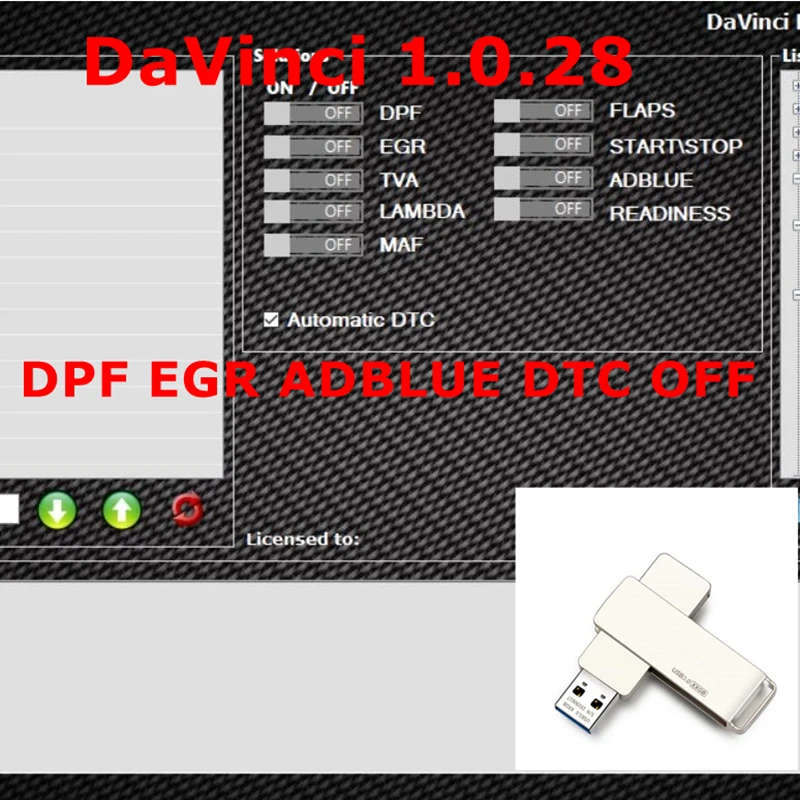 

Davinci DPF EGR DTC Newest Hot Sale Davinci 1.0.28 PRO FLAPS ADBLUE OFF SOFTWARE CHIPTUNING REMAPPING DAVINCI REMAP