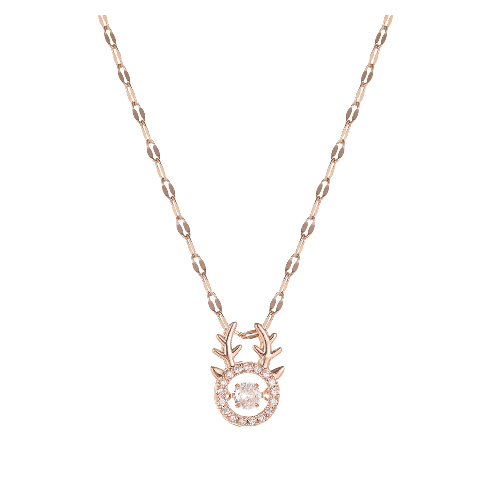 

Deer Necklace Collarbone Necklace Beating Twinkling Gold Luxurious Heart Chain Necklaces & Pendants