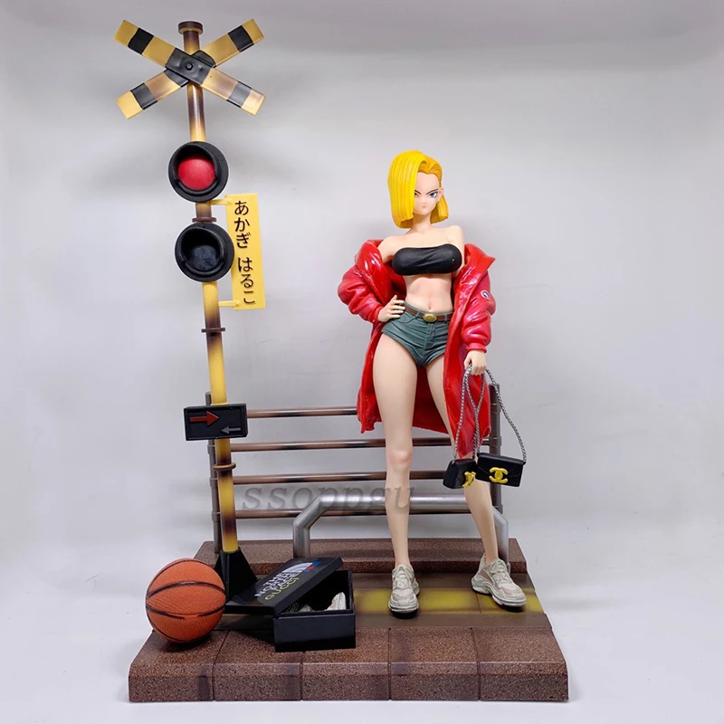 

36CM Anime Dragon Ball Figure GK Trend Android 18 Scene Statue PVC Action Figure Collection Anime Model Toys Kids Gifts