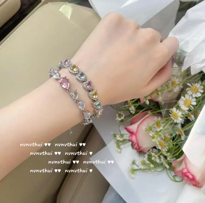 

Женский комплект из браслета с красными камнями, с позолотой 18 карат