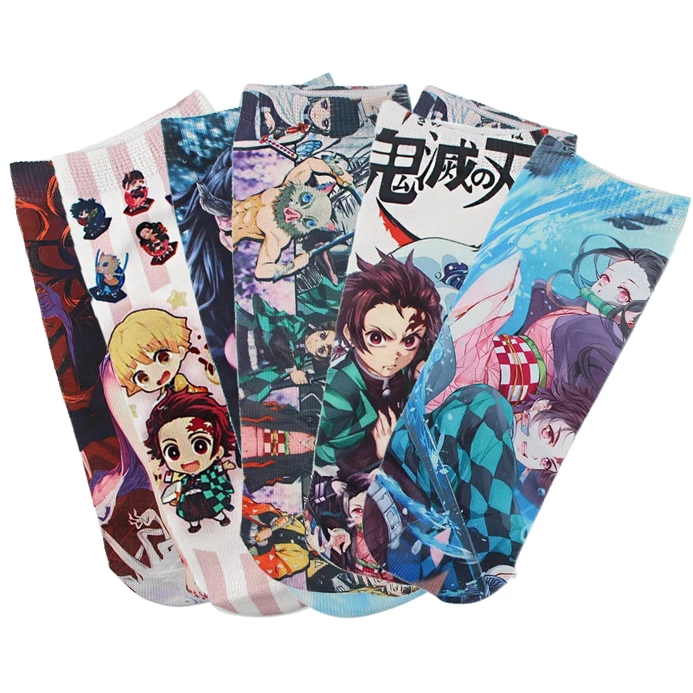 Men's Casual Cotton Anime Happy Sock Demon Slayer Kimetsu No Yaiba Blade of Ghost Socks For Women Girl Gift Cosplay