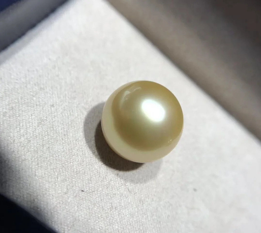 

Huge High-end Elagant 15-16MM Natural South Sea Genuine Golden Loose Perarl Undrilled Jewelry احجار كريمة Rings