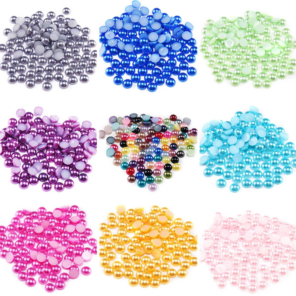 

2mm-14mm Small Package Solid Color Flat Bottom Semicircle ABS Imitation Pearl DIY Pearl Clothing Nail Accessories Accessories