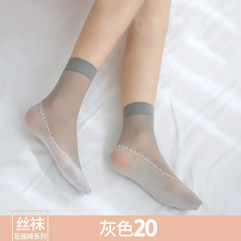 10Pairs High Quality Women Socks Silk Spring Summer Socks Breathable Soft Cotton Bottom Wicking Slip-resistant Short Women Socks
