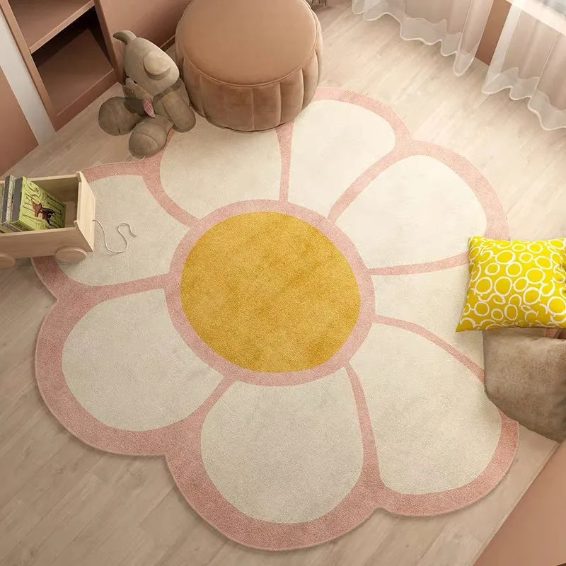 

Flower Shaped Pink Carpet Children'S Room Computer Desk Chair Rug Bedroom Girl Decoration Cloakroom Floor Mat Bedside Mat