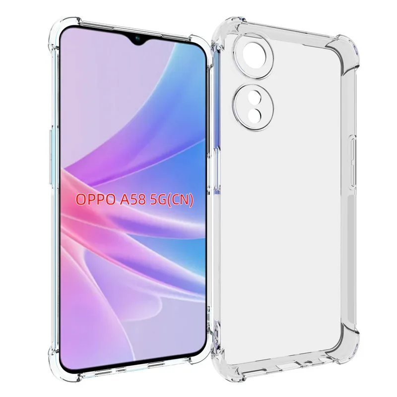 

For OPPO A58 5G CN mobile phone case transparent all-inclusive TPU four-corner anti-fall silicone protective cover soft