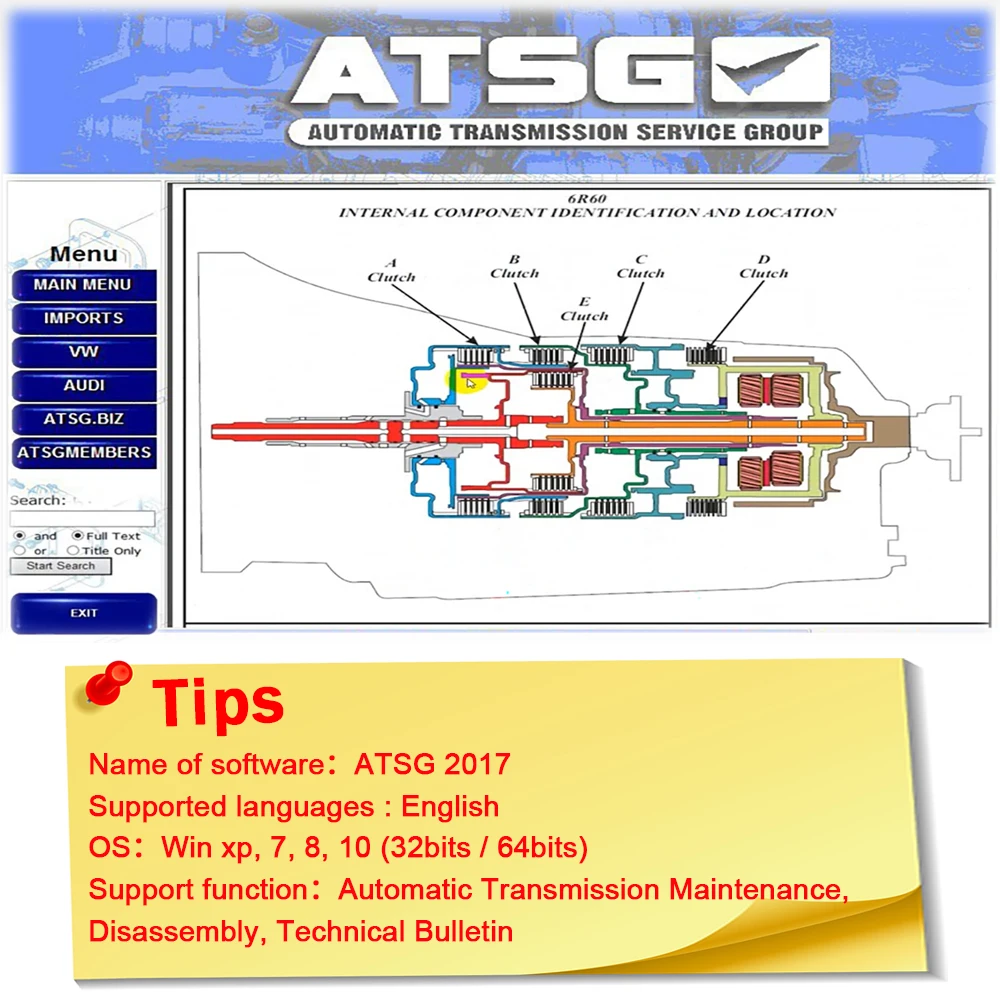 

ATSG 2017 American Automatic Transmission Maintenance Group car repair software automatic transmission unit failure detection