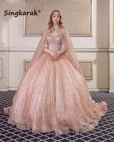 2022 sequined quinceanera dresses with beads sleeveless crystal ball gown sweet 16 dress vestidos de 15 anos