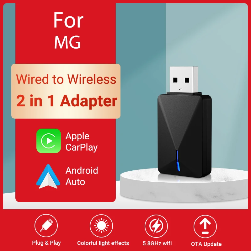 

Беспроводной автомобильный адаптер Acodo Mini 2 в 1 CarPlay с поддержкой Android для MG ZS EV MULAN MG4 MG5 EHS MARVEL R MAXUS